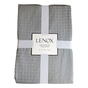 NEW Lenox Grid Jacquard Tablecloth in Gray (Size: 52" x 70")
